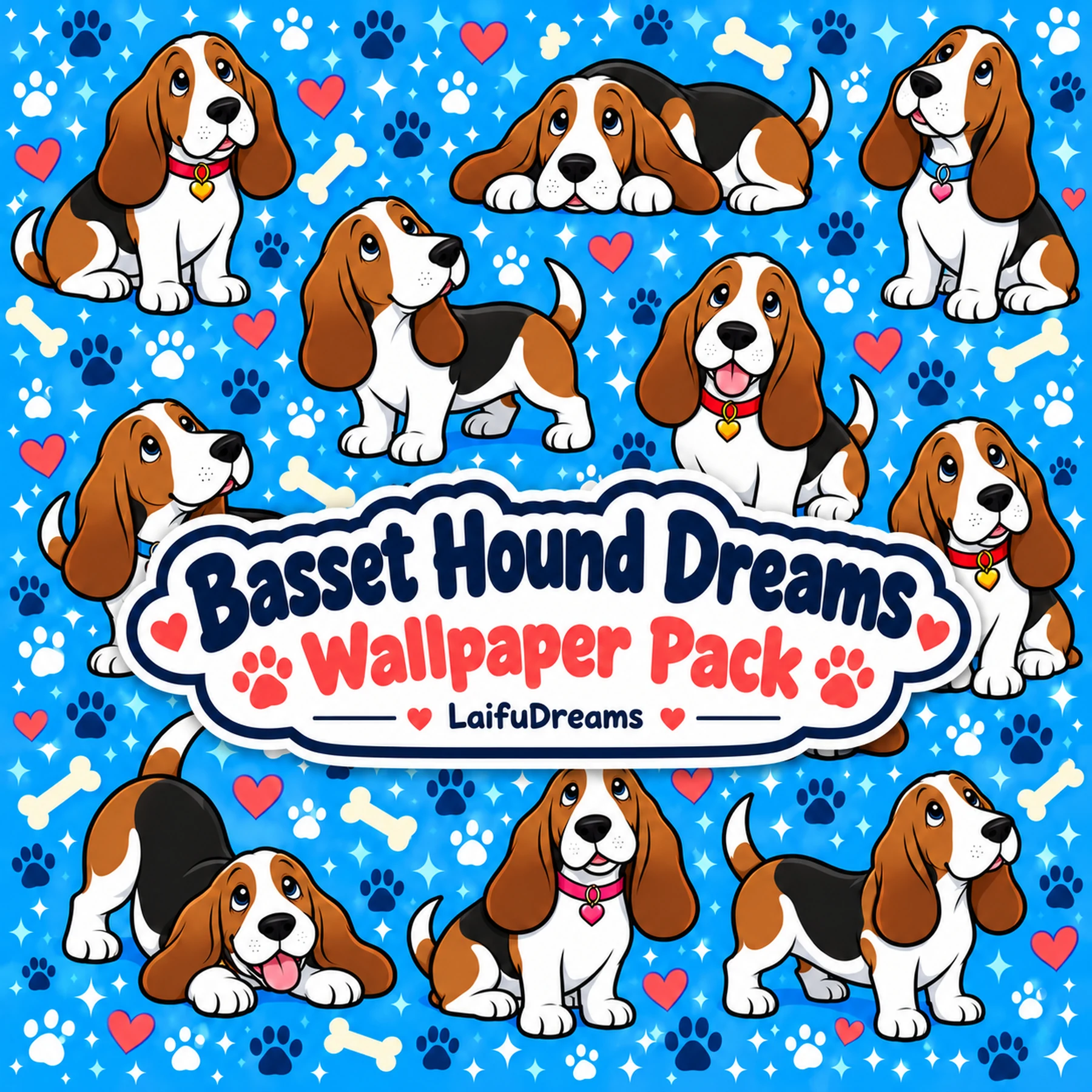 Basset Hound Dreams Wallpaper Pack