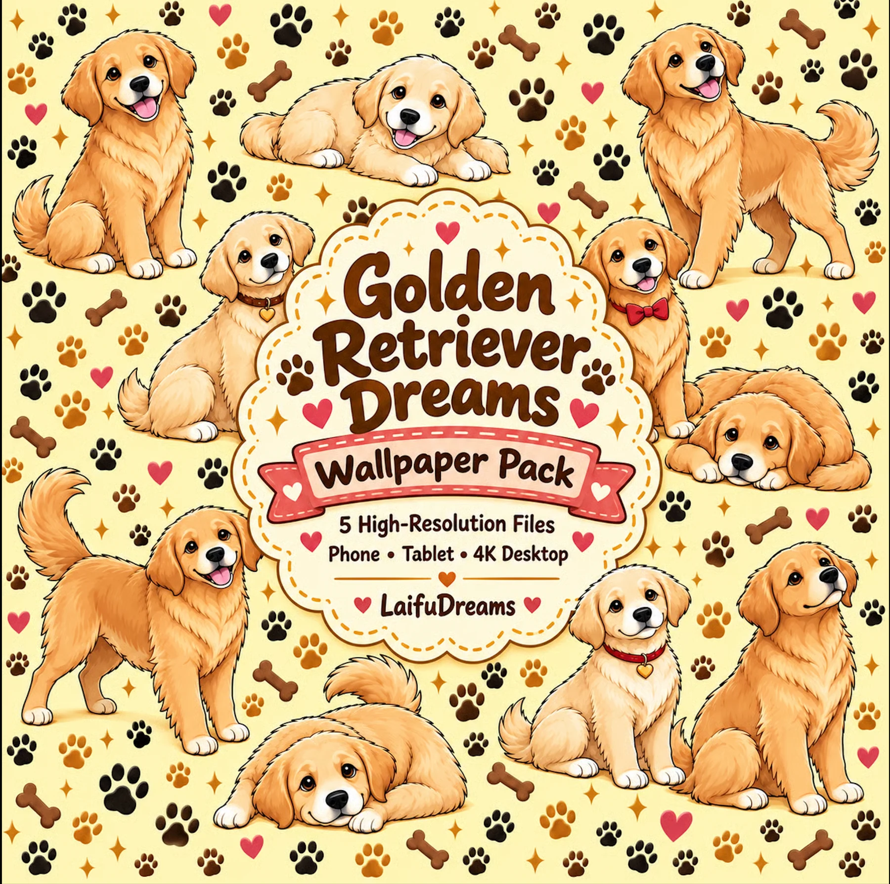 Golden Retriever Dreams Wallpaper Pack