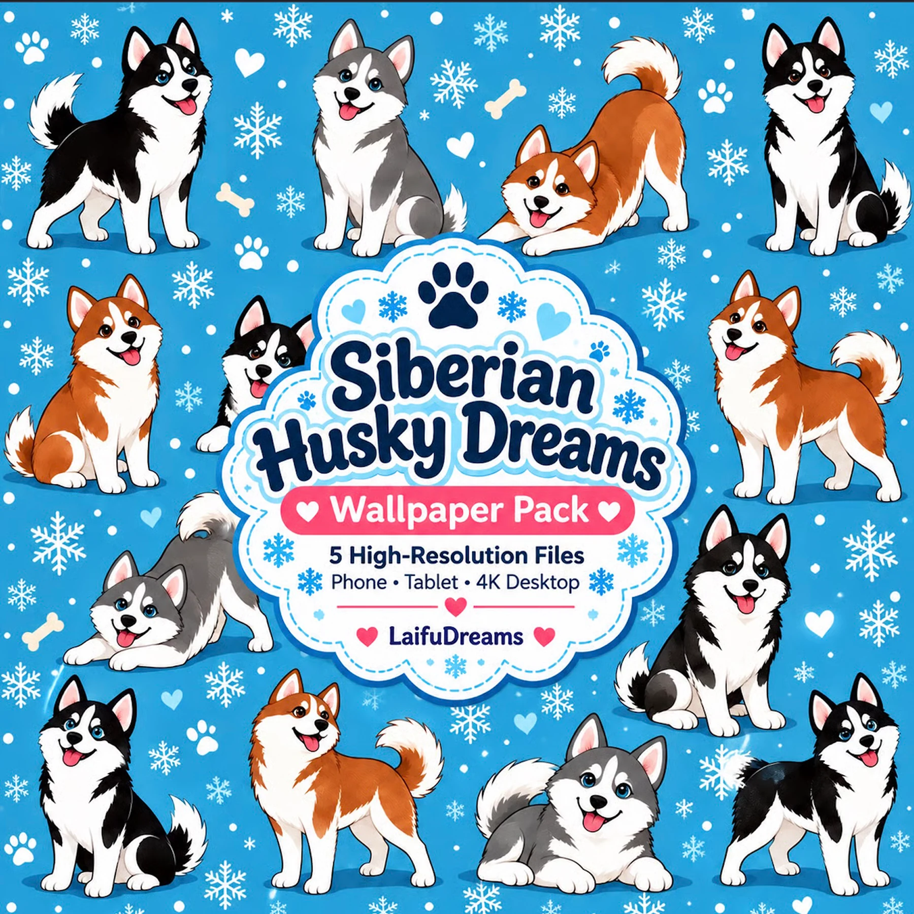 Siberian Husky Dreams Wallpaper Pack