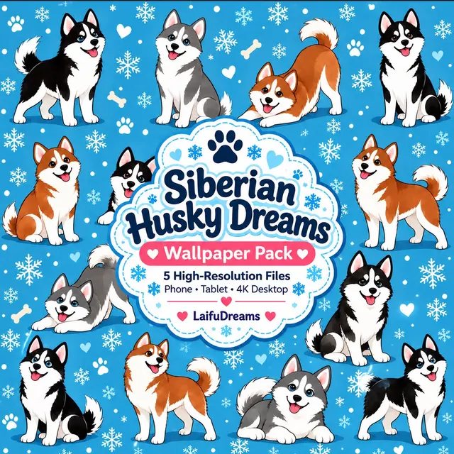 Siberian Husky Dreams Wallpaper Pack